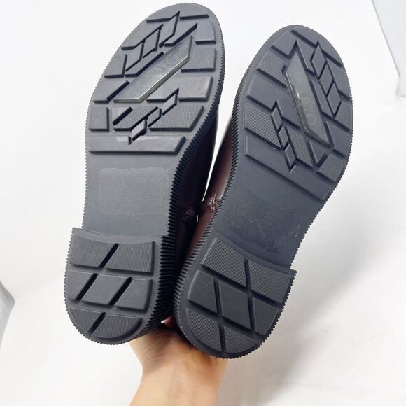 Franco Sarto A-Jinta Faux Leather Brown Lug Combat Boot Booties Size 10 - Picture 3 of 6